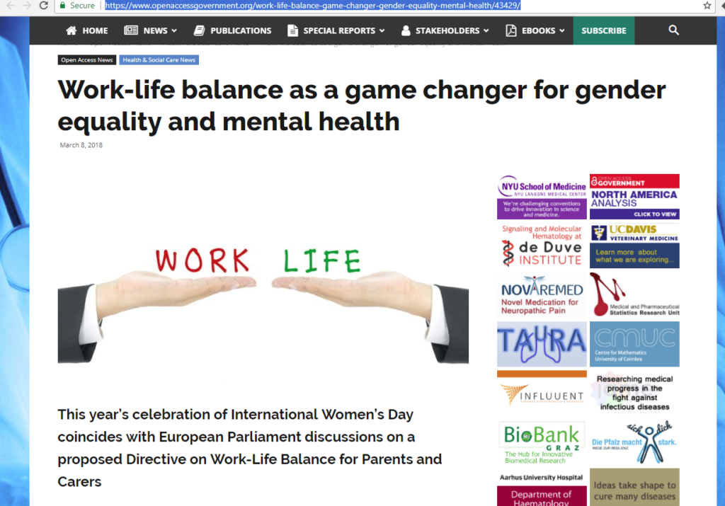 Work-life balance as a game changer for gender equality and mental ...